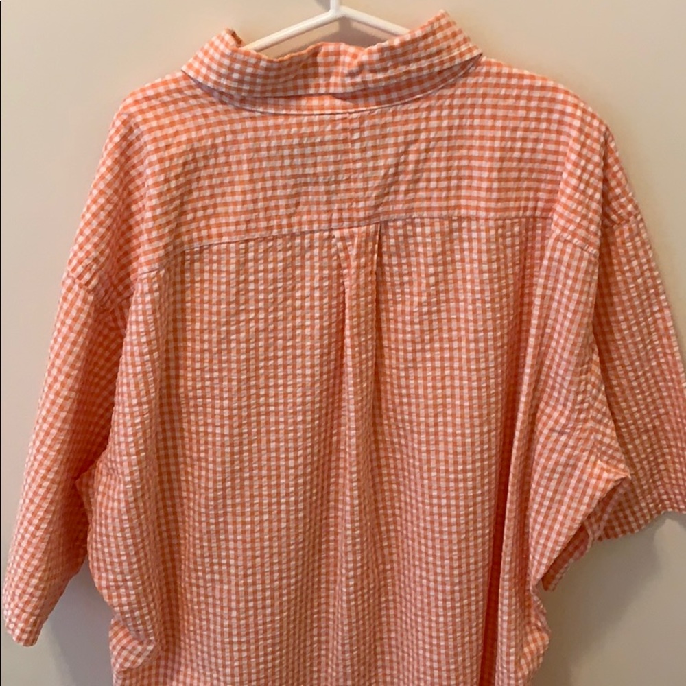 Orange and White Checkered Seersucker Polo - Picture 3 of 3